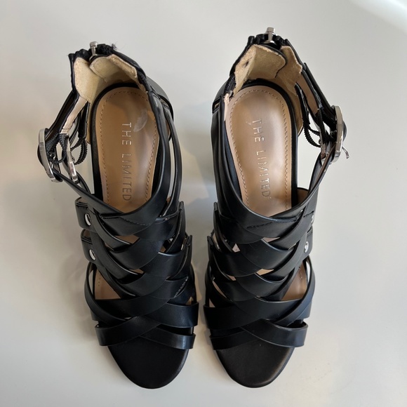 NEW The Limited Brooklyn Black Block Heeled Leather Sandals - Picture 9 of 16